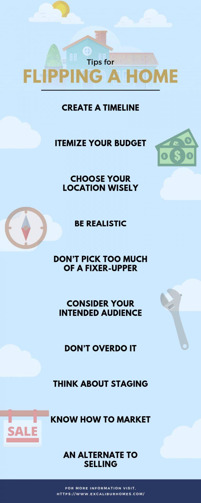 Tips for Flipping a Home infographic